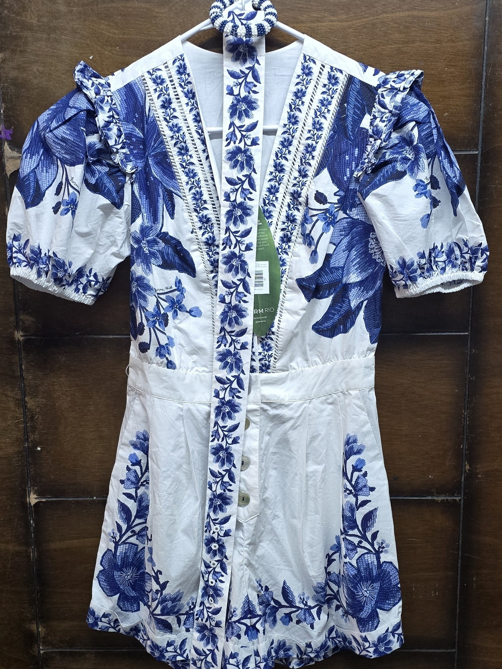 Romper Farm Rio White with Blue Floral Embroidery Xs - Picture 2 of 8